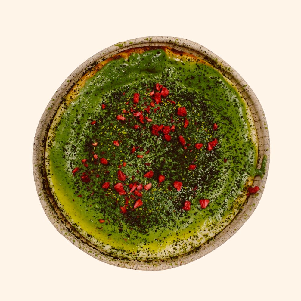 Baskijski - Matcha z białą czekoladą i malinami (monoporcja) - 2 szt.