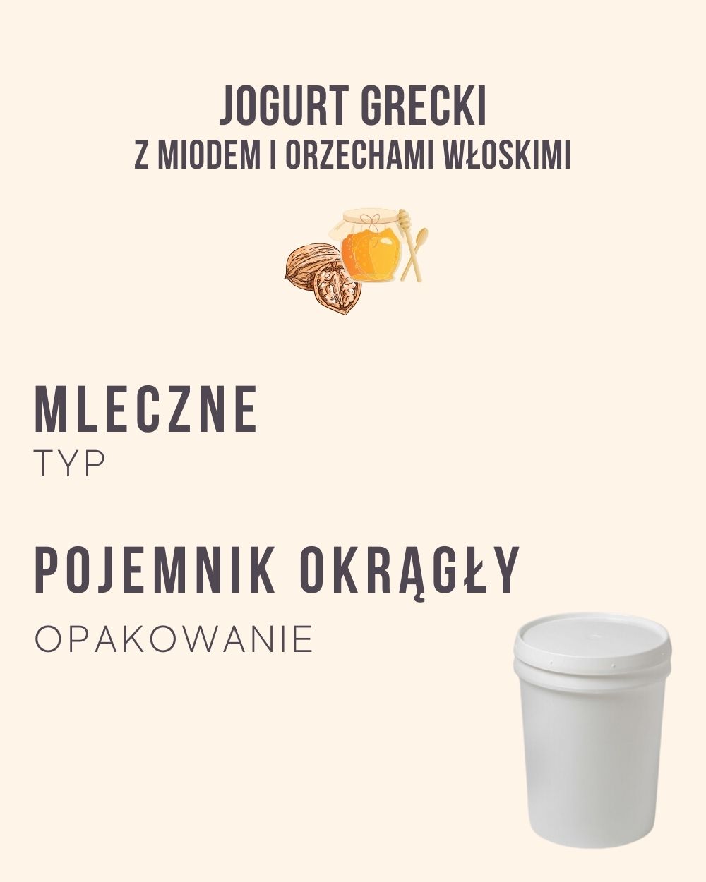 M.21 - Jogurt grecki z miodem i orzechami włoskimi - 4 kg (pojemnik okrągły)