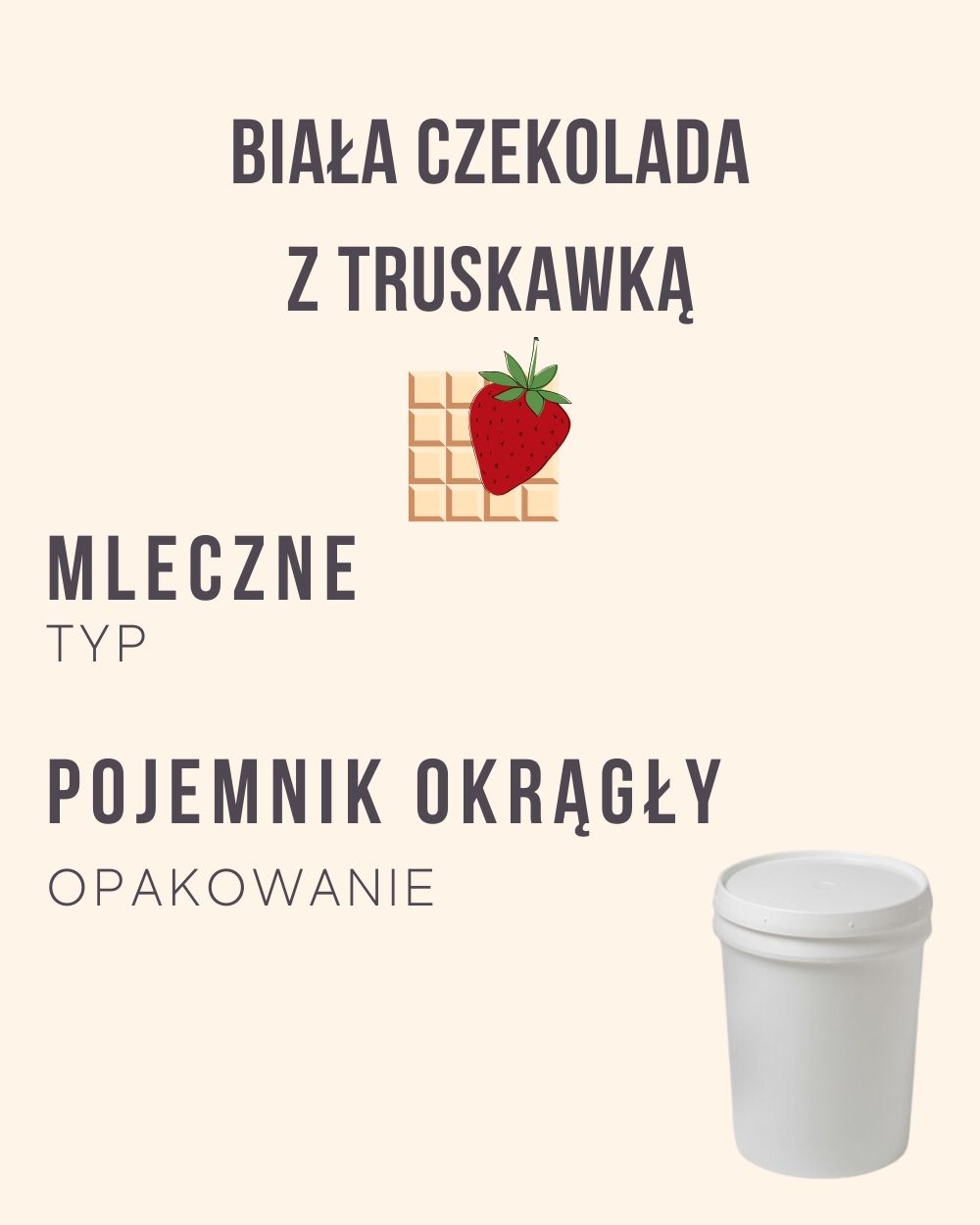 M.66 - Biała czekolada z truskawką - 4 kg (pojemnik okrągły)