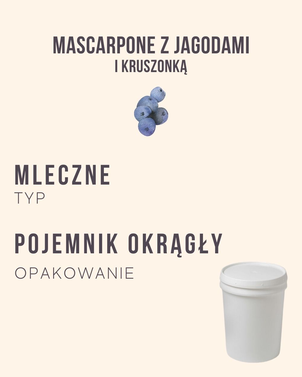 M.72 - Mascarpone z jagodami i kruszonką - 4 kg (pojemnik okrągły)